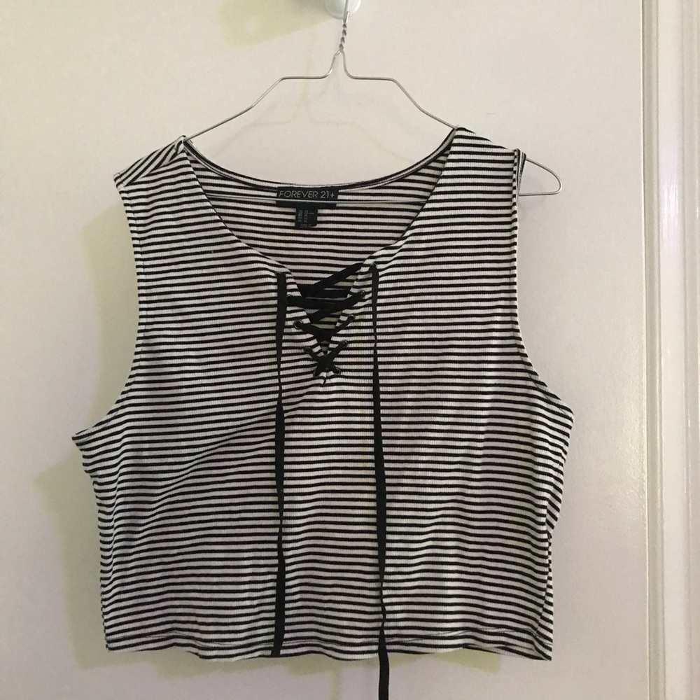 Black & White Striped Crop Top